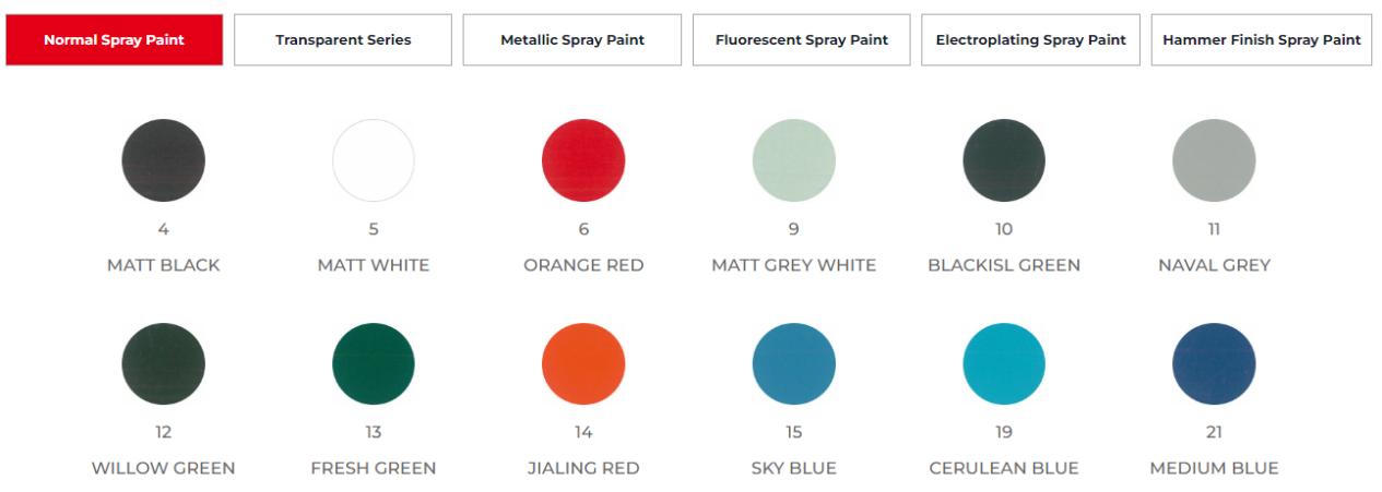 spray paint color list