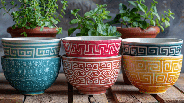 colorful flower pots